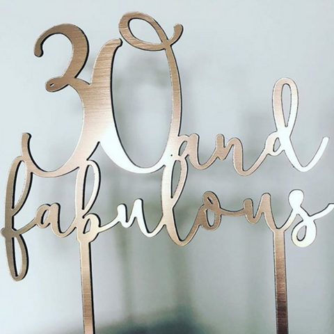 Bespoke personalised laser cut cake topper suitable for celebration cakes available in wood, gold, silver, rosegold, silver glitter and gold glitter